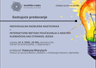 Gostujuće predavanje  "Individualna razmjena nastavnika i interaktivne metode poučavanja u nastavi njemačkog kao stranog jezika"