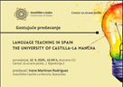 Gostujuće predavanje "Language teaching in Spain, The University of Castilla-La Mancha"